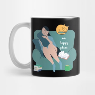 My Happy Place Is With My Cat and Books Introvert Gift Mug